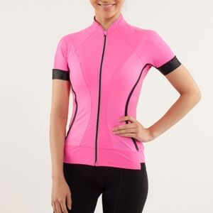Lululemon Paceline Jersey Pinkelicious Cycling Top Biking Shirt Size 10 Riding